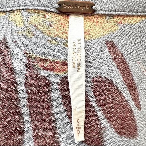 Free People Painted Meadow Tunic Dress Boho Floral Button Cuff - Size Small - Picture 11 of 16